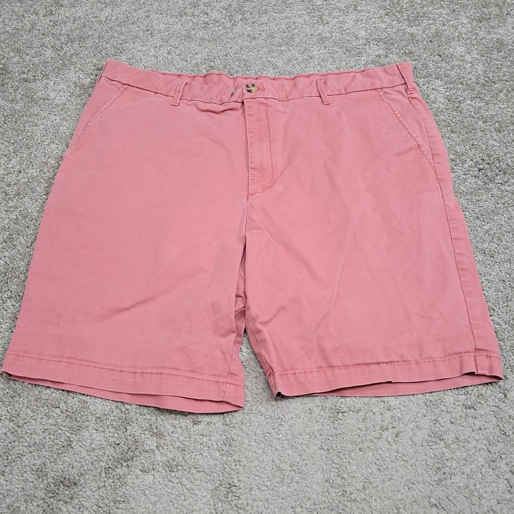 IZOD Saltwater Stretch Men 40 Salmon Pink Chino Shorts 9.5 Inseam Flat Front